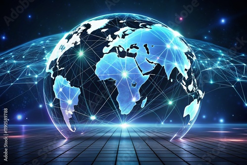 Futuristic AR/VR World Map: Minimalist Digital Globe Navigation