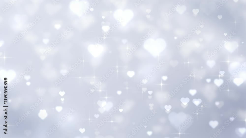 Heart glitter sparkles.Silver abstract bokeh background.Loop video. (135)
