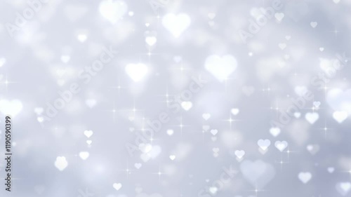 Heart glitter sparkles.Silver abstract bokeh background.Loop video. (135)