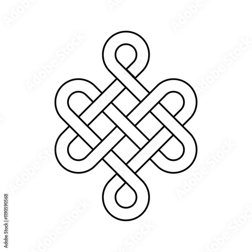 endless tibetan eternal knot symbol tattoo logo isolated on white background. vector illustration.	