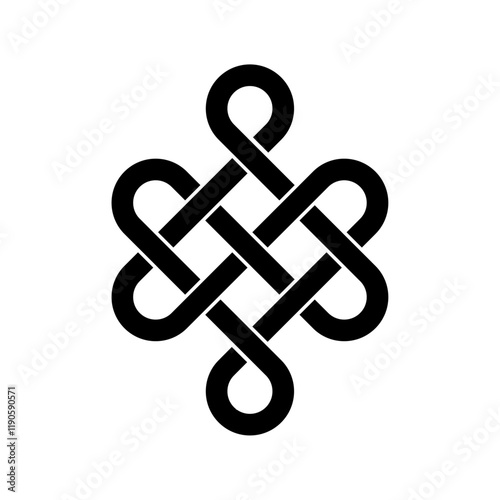 endless tibetan eternal knot symbol tattoo logo isolated on white background. vector illustration.	