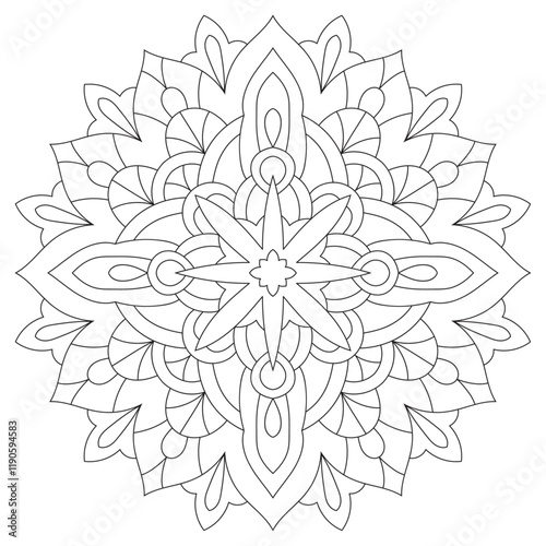 Intricate Rounded Mandala Coloring Page - Relaxing and Detailed Design for Mindful Creativity