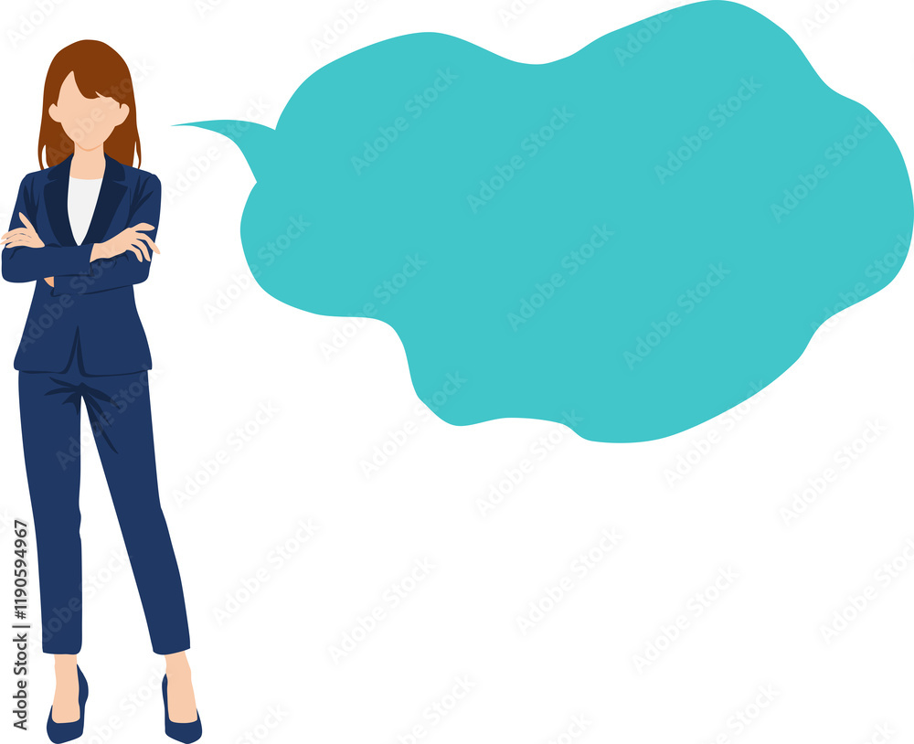 コメントするビジネスウーマンのイラスト