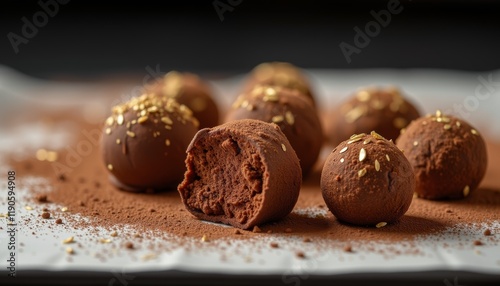 Wallpaper Mural Chocolate truffles with cocoa and gold sprinkles Torontodigital.ca