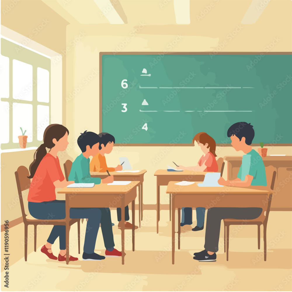Classroom vector design, Students in classroom vector design Classroom vector design, Students in classroom vector design