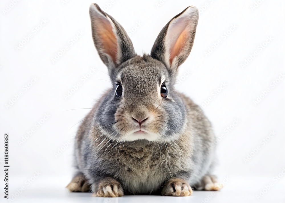 Grey Bunny Rabbit Isolated on White Background - High-Resolution Stock Photo Grey Bunny Rabbit Isolated on White Background - High-Resolution Stock Photo