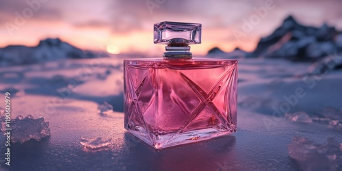 Pink Perfume Bottle Snow Ground