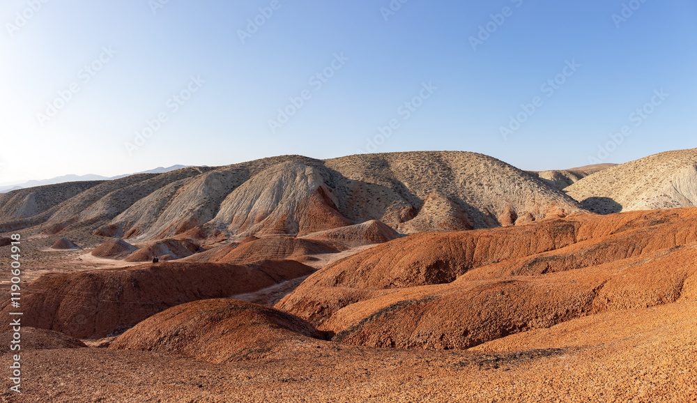 Naklejka premium Beautiful mountains with red soil in Khizi. Azerbaijan.
