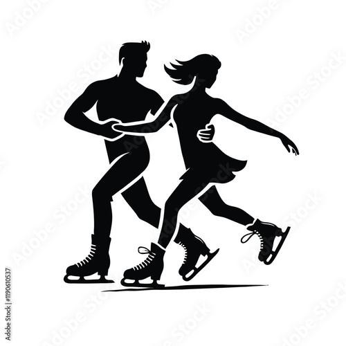 Ice Skating Couple Silhouette