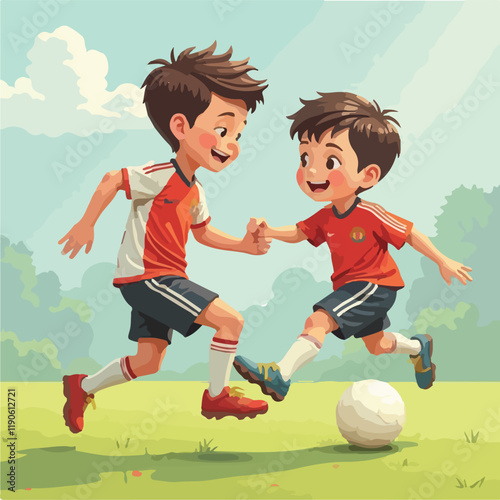 Kids playing football, Students playing football vector design, paying Football vector design