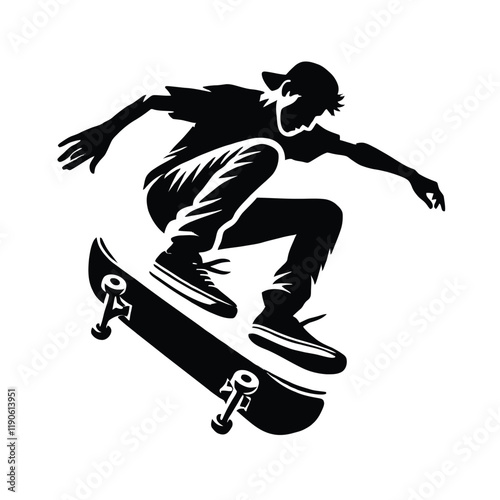 Skateboarder Trick Silhouette