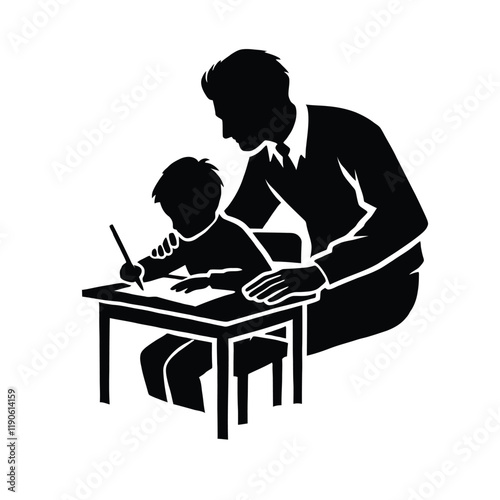 Teacher Helping Child Write