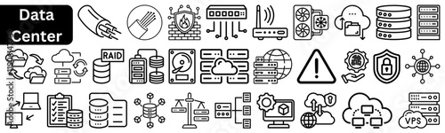 Data Center Line Icons Pack