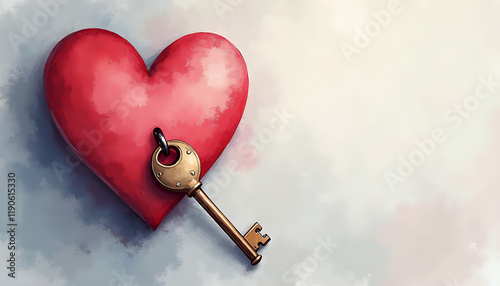 Wallpaper Mural Vintage key and heart lock in romantic composition Torontodigital.ca