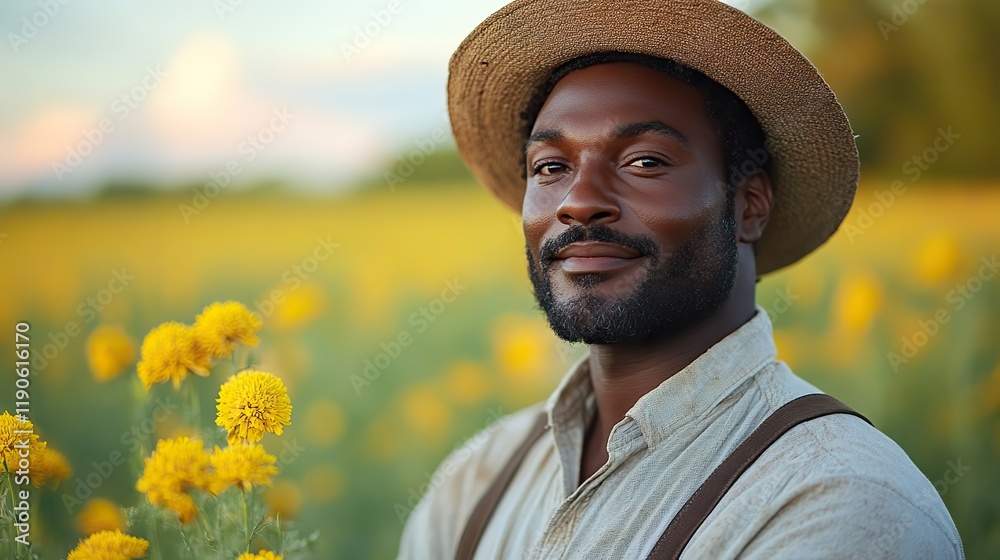 Obraz premium Close-up of a farmer using a tablet in a field, integrating tech in agriculture