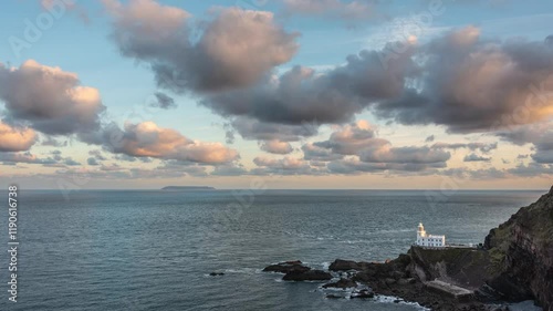 Beautiful 4K Timelapse of Hartland Point on Cornwall coast during Winter sunset photo