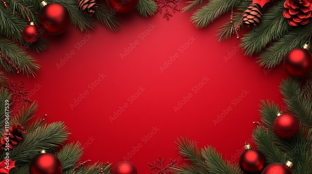 christmas background with branches and balls