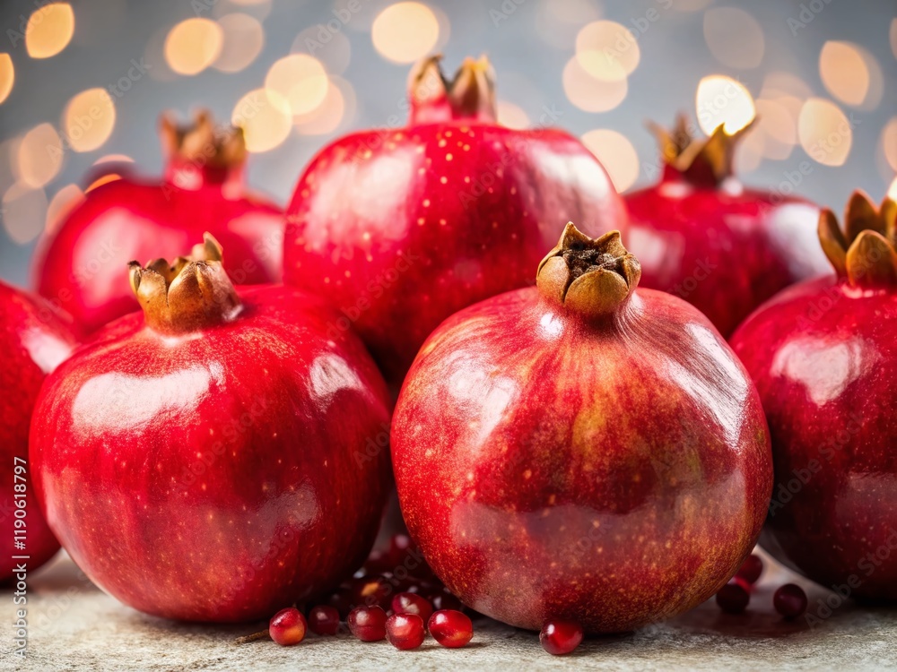 Juicy Red Pomegranates on White Background - Fresh Fruit Photography