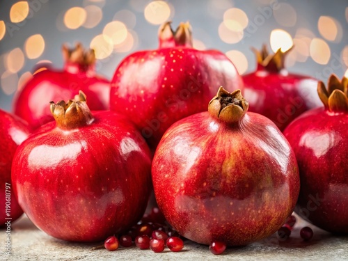 Juicy Red Pomegranates on White Background - Fresh Fruit Photography