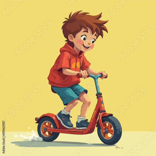 Kids playing scoter, Students playing badminton vector design, paying scoter vector design