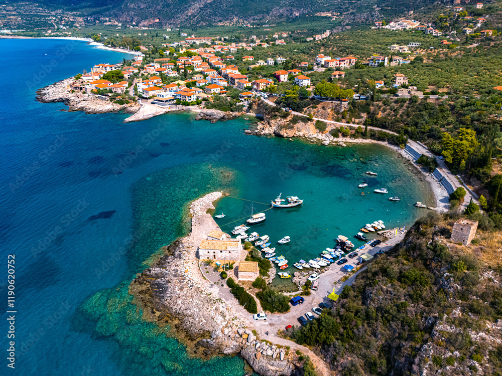 Fototapeta premium Coast at Kardamyli, Messenia on the Mani Peninsula, Greece