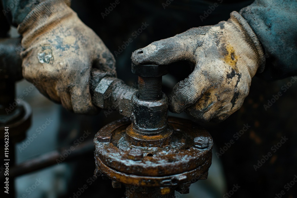 Plumber turning shut-off valve to stop water flow before making necessary repairs in residential setting Plumber turning shut-off valve to stop water flow before making necessary repairs in residential setting