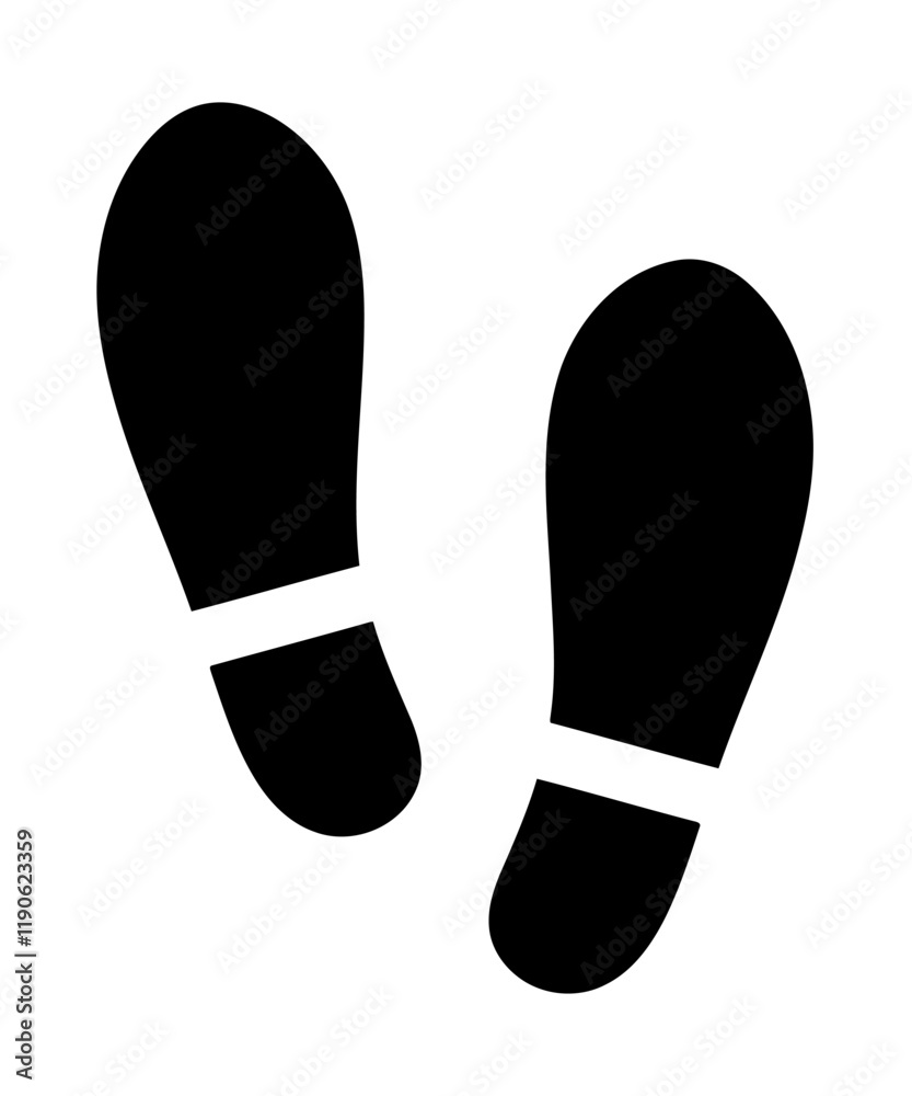 A pair of black footprints or shoe marks, minimal graphic shapes. Clean bold isoalted silhouette design emphasizes geometric form.
A pair of black footprints or shoe marks, minimal graphic shapes. Clean bold isoalted silhouette design emphasizes geometric form.