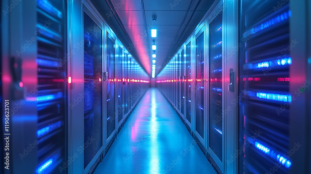 Fototapeta premium Cryogenic Cooling Chamber Interior With Illuminated Technology Equipment in a High-Tech Facility