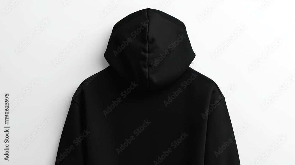 Rear view of a plain black hoodie on white background. (1) Rear view of a plain black hoodie on white background. (1)