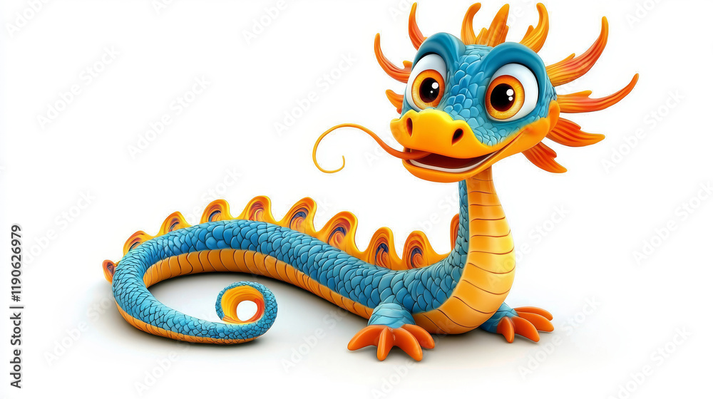 Fototapeta premium chinese dragon cartoon clipart on white background