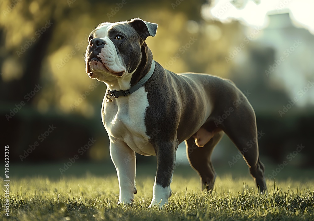 Majestic Bulldog: A Serene Portrait in Golden Light Majestic Bulldog: A Serene Portrait in Golden Light