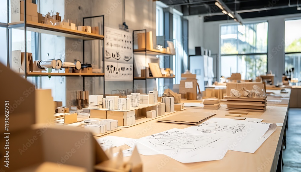 Architectural Models: Cardboard Cityscape in a Modern Studio Architectural Models: Cardboard Cityscape in a Modern Studio
