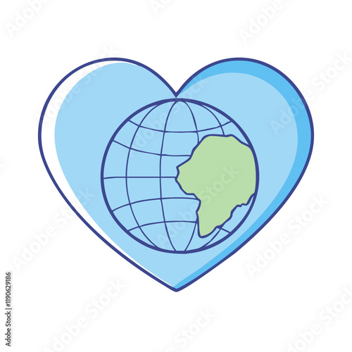 heart with globe vector icon,heart with globe vector illustration - simple illustration of heart with globe ,perfect for logos heart with globe 