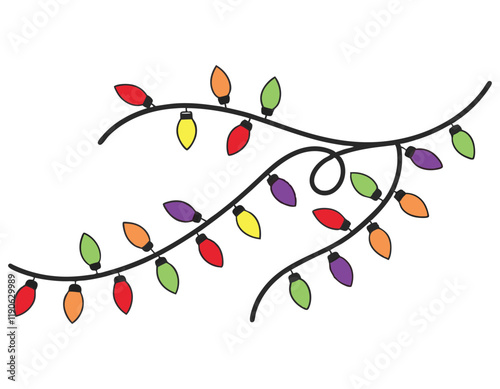 festive string lights with multicolored bulbs in red, green, purple, and yellow, ideal for christmas and holiday-themed projects and decoration