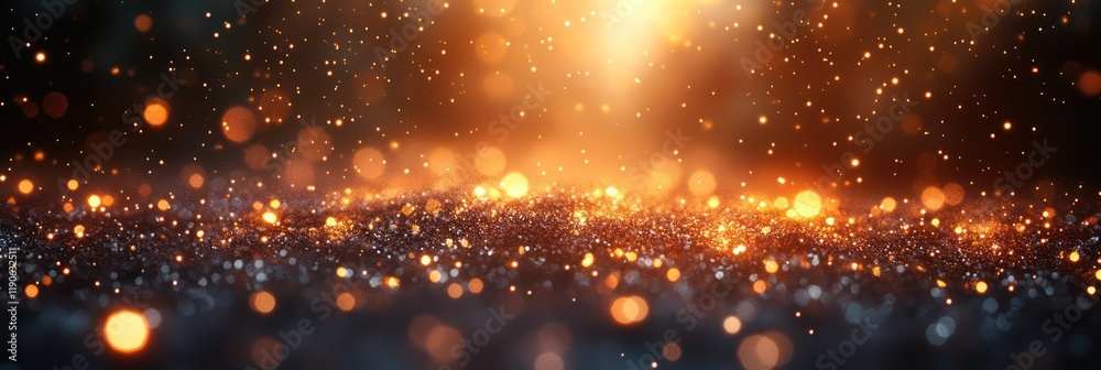 Naklejka premium Golden Glittering Lights Abstract Background