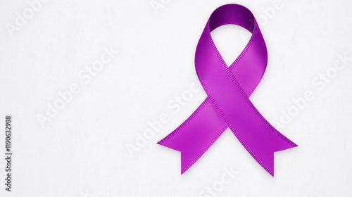 Symbol of awareness and support depicted through a purple ribbon representing various causes photo