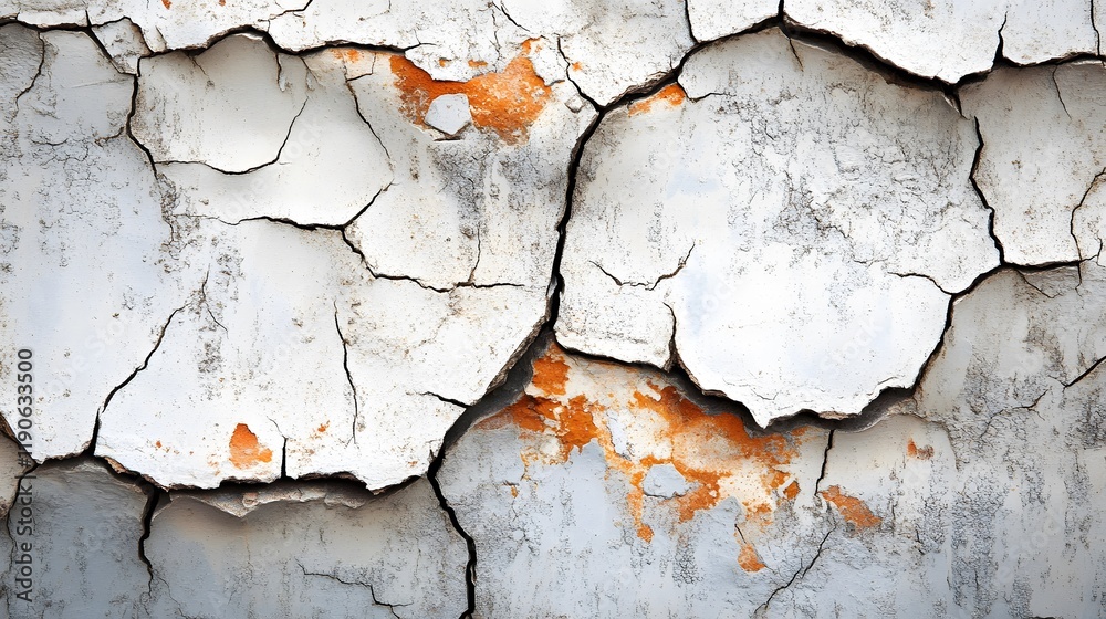 Fototapeta premium Cracked and weathered paint surface reveals aged texture
