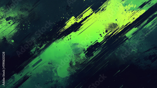 Abstract background with green and black strokes, gradients and textured details in a dynamic design.
