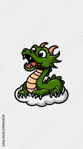 Logo of a Cartoon Cute Red Chinese Dragon on a White Background Generative AI photo