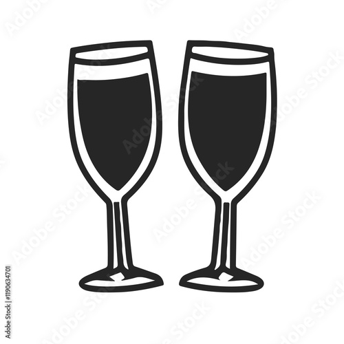 champagne Glasses simple graphic logo icon