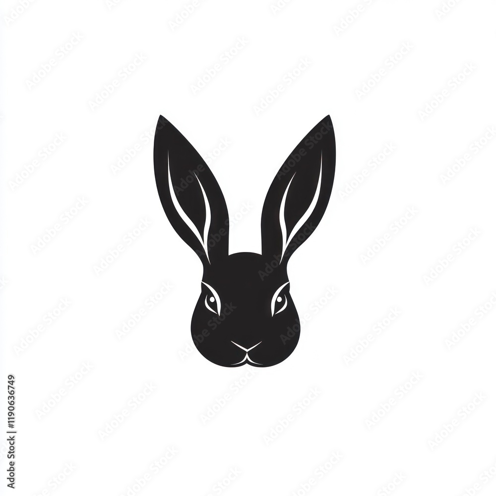 Black rabbit head logo design, isolated on white background, for branding Black rabbit head logo design, isolated on white background, for branding