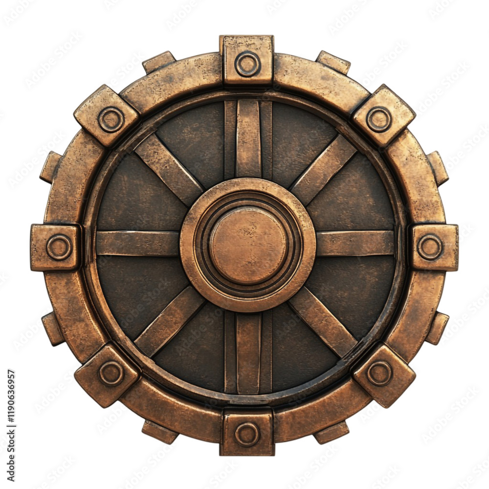Fototapeta premium Ancient Bronze Wheel: A Masterpiece of Artistic Design