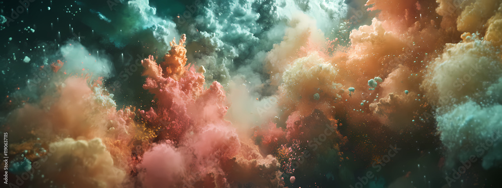 Abstract art with colorful powder explosions
