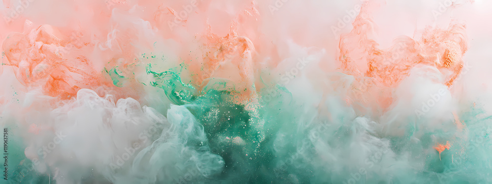 Fototapeta premium Abstract art with colorful powder explosions