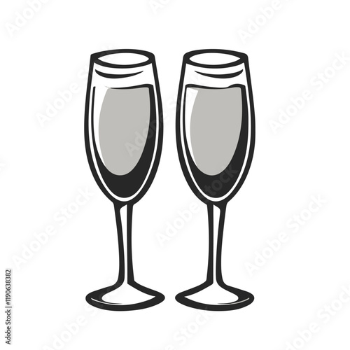 champagne Glasses simple graphic logo icon