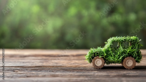 Eco-friendly automotive solutions with hybrid technology reducing carbon emissions Stock Photo with side copy space photo