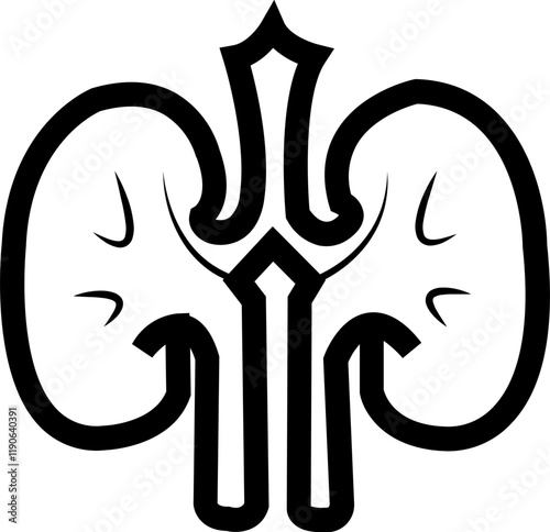 Kidney Shape Urology icon, The kidneys are an internal human organ. Icon of the anatomical structure of the kidney. Logo of urology, nephrology, kidney diseases. 
