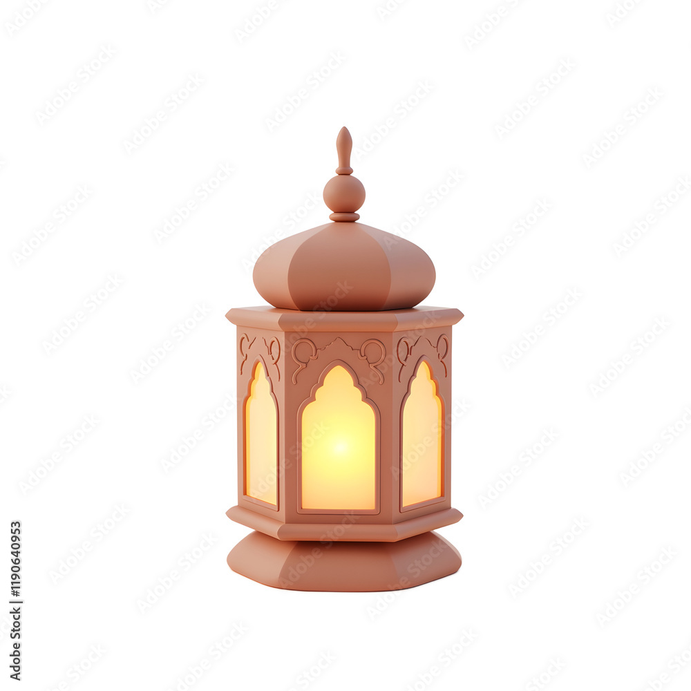 Illuminated Ramadan Lantern Warm, Ornate Design Illuminated Ramadan Lantern Warm, Ornate Design