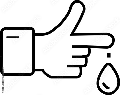 Blood test icon vector illustration. Hand with blood drop isolated on white background
