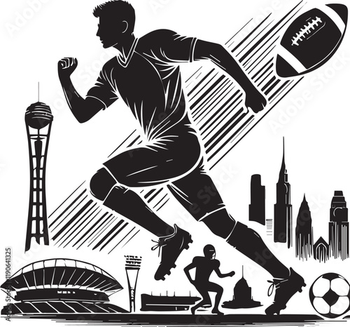 soccer player and background silhouette